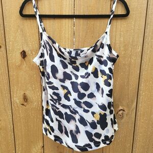 Womens Blouse, Leopard Print Silk Soft Sleeveless Camisole